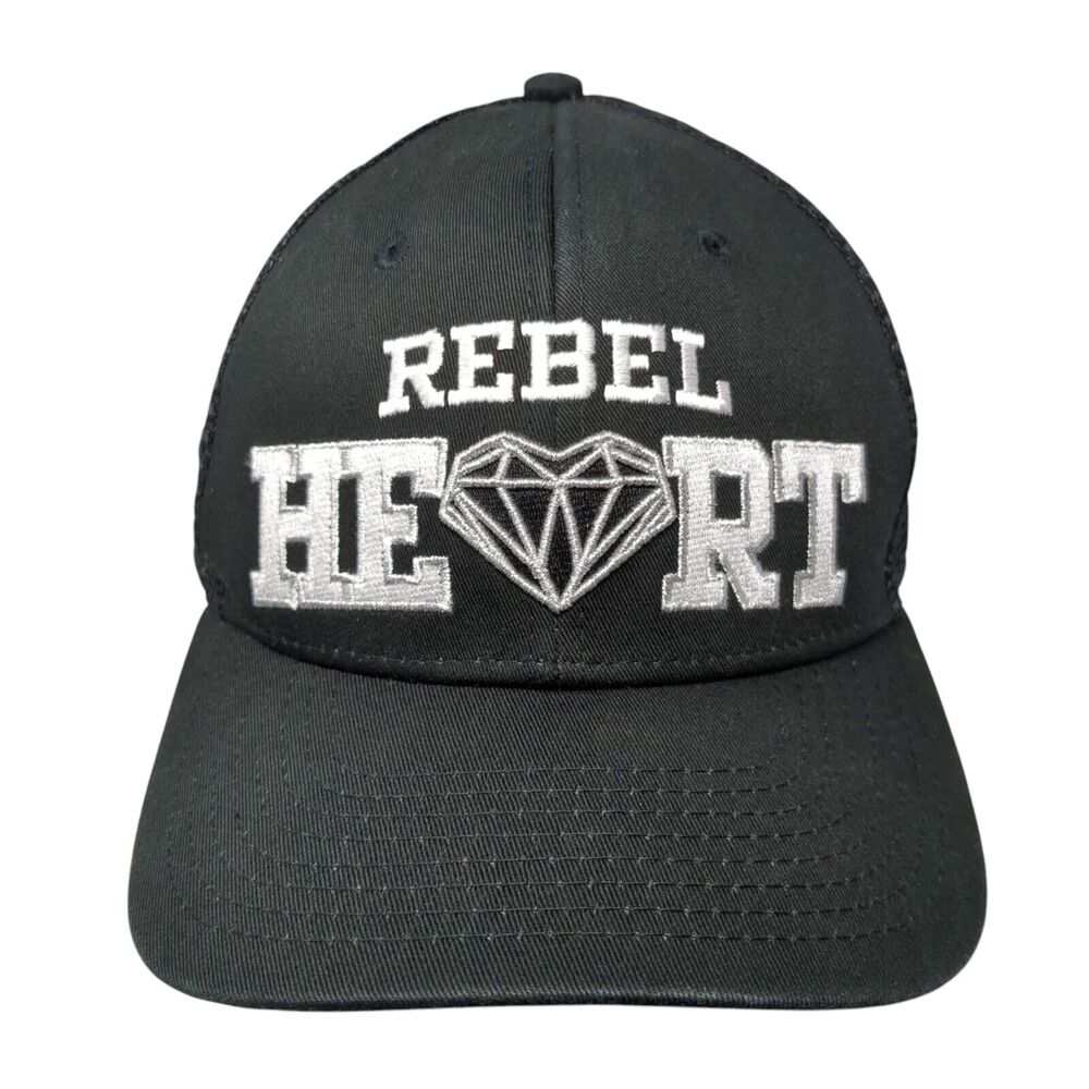 Rebel Heart LA Snapback Trucker Hat Black One Size Adjustable Mesh Back by Dome